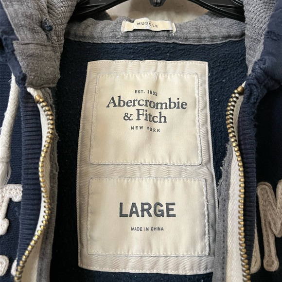 Abercrombie & Fitch vintage distressed logo zip up muscle hoodie sweatshirt Y2K - Picture 11 of 13